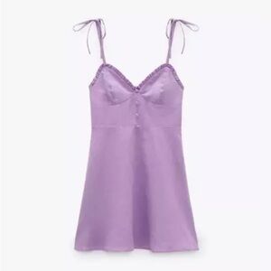 Zara lilac linen blend mini dress Size XS